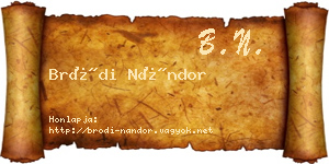 Bródi Nándor névjegykártya